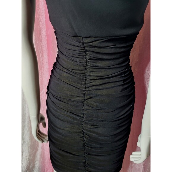 Ruby Rox Y2K Black One Shoulder Sequin Rouched Club Dress Size Medium - Picture 4 of 11